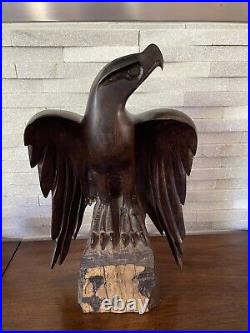 Vintage Ironwood Eagle Sculpture 1960's One Piece Live Edge Base 16 13lbs