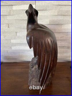 Vintage Ironwood Eagle Sculpture 1960's One Piece Live Edge Base 16 13lbs