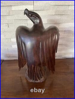 Vintage Ironwood Eagle Sculpture 1960's One Piece Live Edge Base 16 13lbs