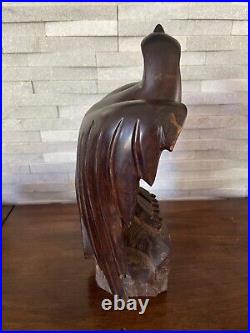 Vintage Ironwood Eagle Sculpture 1960's One Piece Live Edge Base 16 13lbs