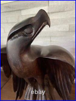 Vintage Ironwood Eagle Sculpture 1960's One Piece Live Edge Base 16 13lbs