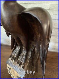 Vintage Ironwood Eagle Sculpture 1960's One Piece Live Edge Base 16 13lbs