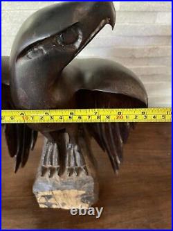 Vintage Ironwood Eagle Sculpture 1960's One Piece Live Edge Base 16 13lbs