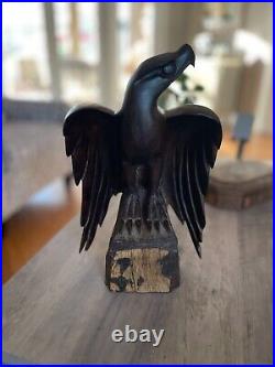 Vintage Ironwood Eagle Sculpture 1960's One Piece Live Edge Base 16 13lbs