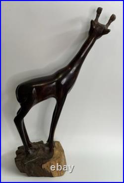 Vintage Ironwood Hand Carved Giraffe -18tall African Tribal Heritage Home Decor