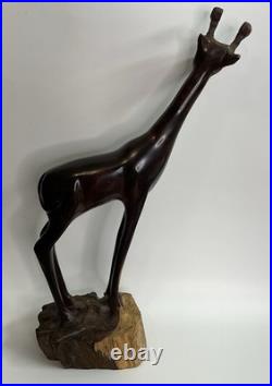 Vintage Ironwood Hand Carved Giraffe -18tall African Tribal Heritage Home Decor