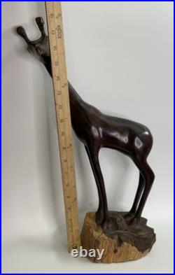 Vintage Ironwood Hand Carved Giraffe -18tall African Tribal Heritage Home Decor