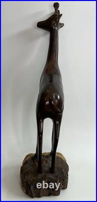 Vintage Ironwood Hand Carved Giraffe -18tall African Tribal Heritage Home Decor