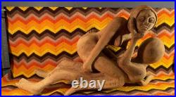 Vintage Jamaican Erotic Wood Sculpture 1970s Handmade Folk Art