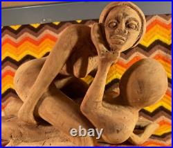 Vintage Jamaican Erotic Wood Sculpture 1970s Handmade Folk Art