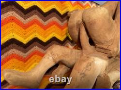 Vintage Jamaican Erotic Wood Sculpture 1970s Handmade Folk Art