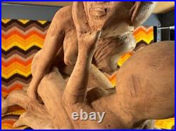 Vintage Jamaican Erotic Wood Sculpture 1970s Handmade Folk Art