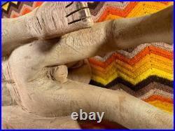 Vintage Jamaican Erotic Wood Sculpture 1970s Handmade Folk Art