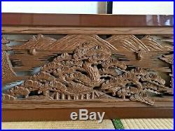 Vintage Japanese Wooden Carving Interior Decorative Wood art Ranma Castle scene