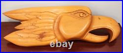 Vintage Large Carved Eagle Head Signed By Artist Wall Hanging Vintage Large Carved Eagle Head Signed By Artist Wall Hanging