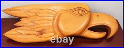 Vintage Large Carved Eagle Head Signed By Artist Wall Hanging