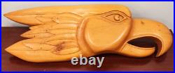 Vintage Large Carved Eagle Head Signed By Artist Wall Hanging