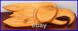 Vintage Large Carved Eagle Head Signed By Artist Wall Hanging