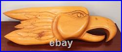 Vintage Large Carved Eagle Head Signed By Artist Wall Hanging