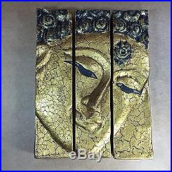 Vintage Large Wood Art Carved Buddha Face Mask Wall Hanging Sculpture Home Decor