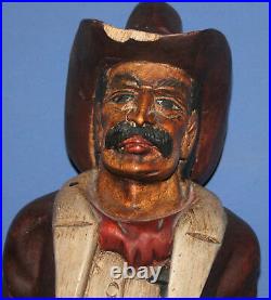 Vintage Lee Jeans Hand Carved & Painted Wood Cowboy Advertising Statuette