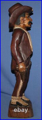 Vintage Lee Jeans Hand Carved & Painted Wood Cowboy Advertising Statuette