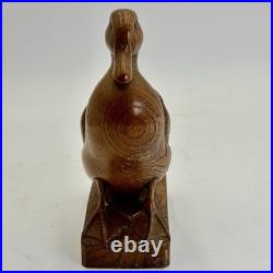 Vintage Max Huggler Carved Wood Duck Sculpture Swiss 1960 Brienz