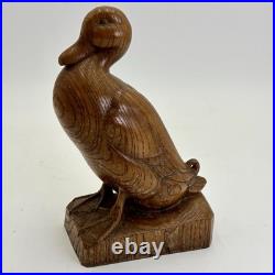 Vintage Max Huggler Carved Wood Duck Sculpture Swiss 1960 Brienz