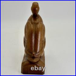 Vintage Max Huggler Carved Wood Duck Sculpture Swiss 1960 Brienz