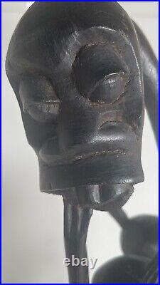Vintage Mid-Century Makonde Sculpture Shetani East African Wood Carving/Art