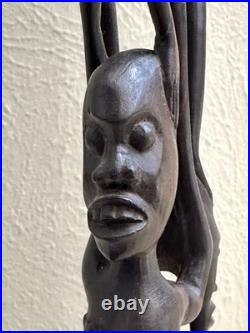 Vintage Mid-Century Makonde Sculpture Shetani East African Wood Carving/Art