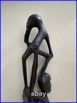 Vintage Mid-Century Makonde Sculpture Shetani East African Wood Carving/Art
