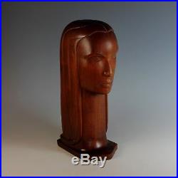 Vintage Mid Century Modern Abstract Bust Sculpture, Statue, Wood Carving