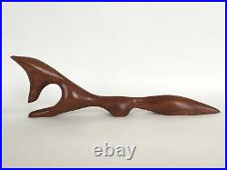 Vintage Mid Century Modern Fox Wood Sculpture