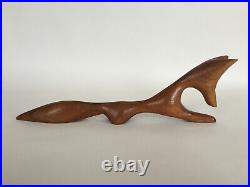 Vintage Mid Century Modern Fox Wood Sculpture