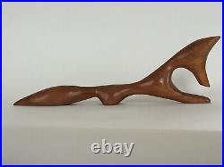 Vintage Mid Century Modern Fox Wood Sculpture