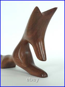 Vintage Mid Century Modern Fox Wood Sculpture