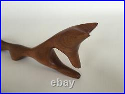 Vintage Mid Century Modern Fox Wood Sculpture