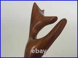 Vintage Mid Century Modern Fox Wood Sculpture