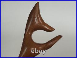 Vintage Mid Century Modern Fox Wood Sculpture