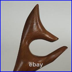 Vintage Mid Century Modern Fox Wood Sculpture