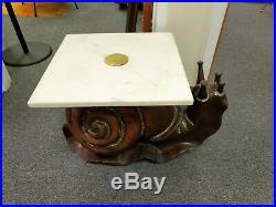 Vintage Mid-century Frederico Armijo Carved Wood Snail Sculpture Side End Table
