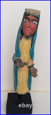 Vintage Mike Rodriguez Virgin Mary Folk Art Wood Carving Signed 1983 Museum Qual