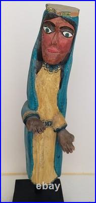Vintage Mike Rodriguez Virgin Mary Folk Art Wood Carving Signed 1983 Museum Qual