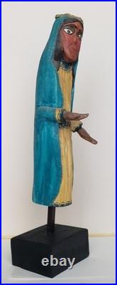 Vintage Mike Rodriguez Virgin Mary Folk Art Wood Carving Signed 1983 Museum Qual