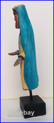 Vintage Mike Rodriguez Virgin Mary Folk Art Wood Carving Signed 1983 Museum Qual