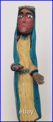 Vintage Mike Rodriguez Virgin Mary Folk Art Wood Carving Signed 1983 Museum Qual