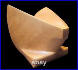 Vintage Modernist Abstract Wood Sculpture Geometric Form Mid Century Art Decor