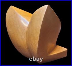Vintage Modernist Abstract Wood Sculpture Geometric Form Mid Century Art Decor