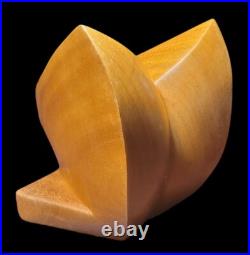 Vintage Modernist Abstract Wood Sculpture Geometric Form Mid Century Art Decor